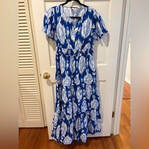 Crown and Ivy Blue Ikat Maxi Dress Size Medium